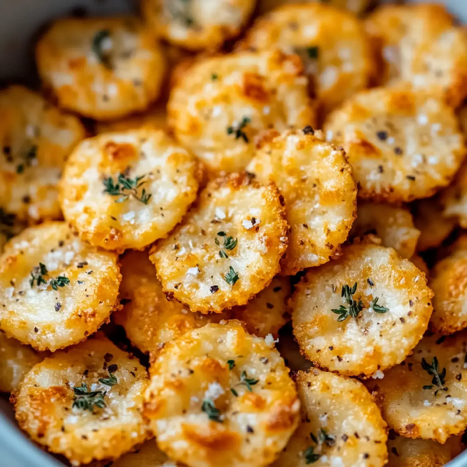 Crunchy, golden Ritz snacks with melted cheese and spices.