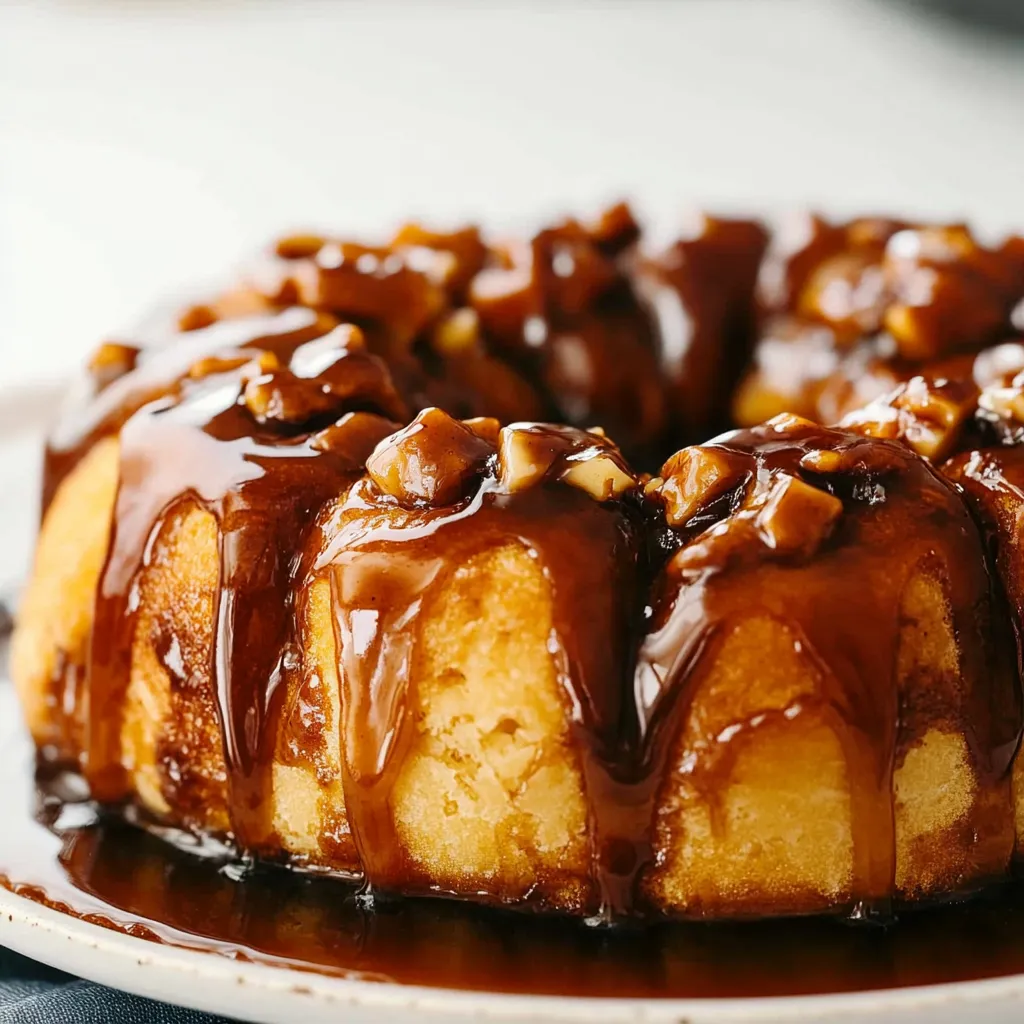 Fluffy sticky buns with a tender center and glossy, sweet topping that stretches when pulled apart.