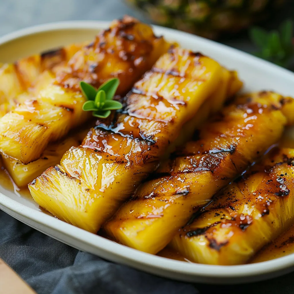 Sticky and sweet grilled pineapple drizzled with brown sugar and cinnamon for a summery dessert.