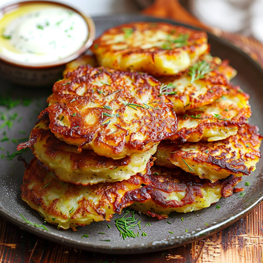 Traditional German potato pancakes, tasty with applesauce or sour cream as a meal add-on or light bite.