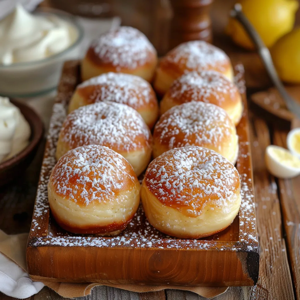 Sugar-dusted Italian bomboloni fresh from frying, ready to be enjoyed as a sweet indulgence.