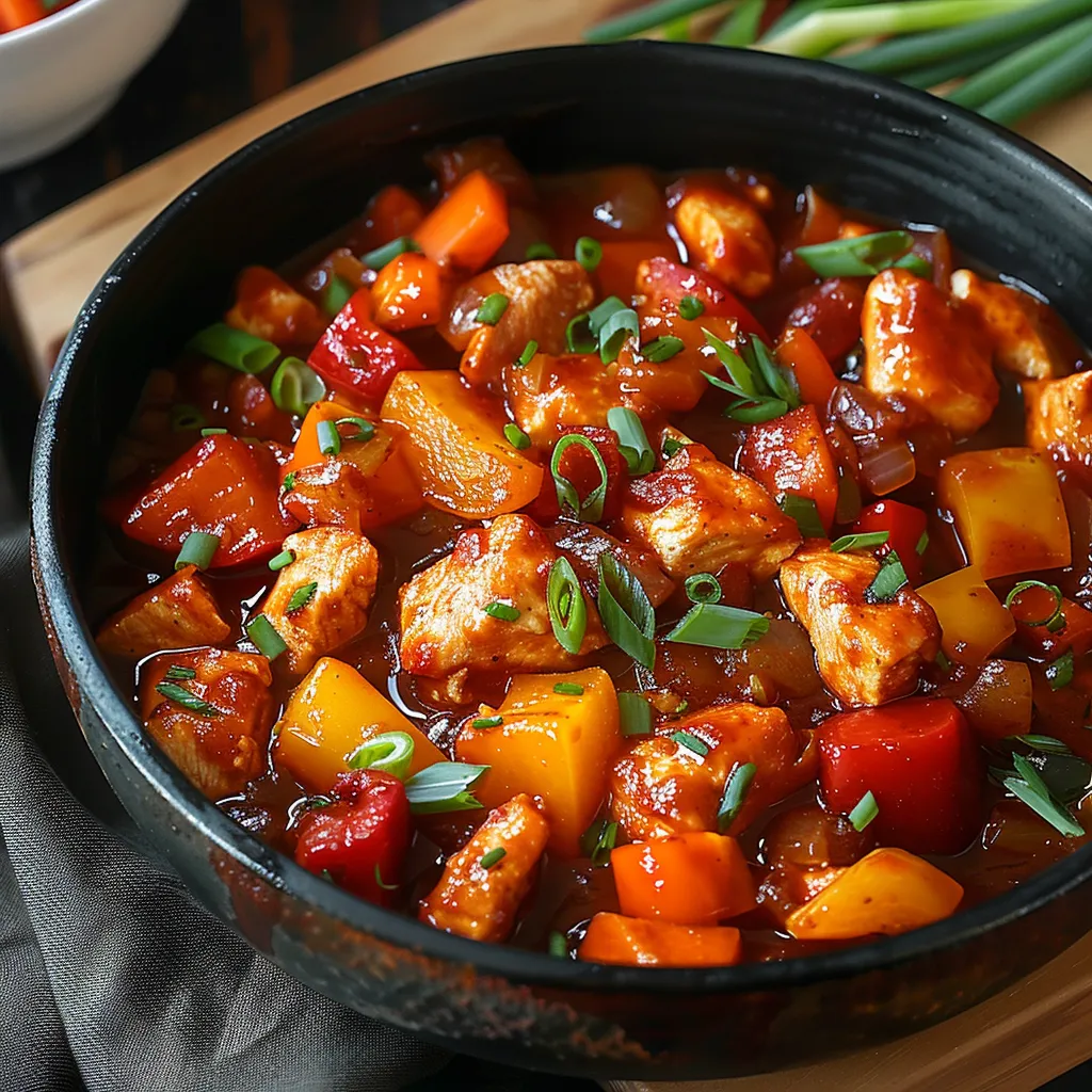 Quick hot chicken and peppers with rich seasoning and bright flavors.