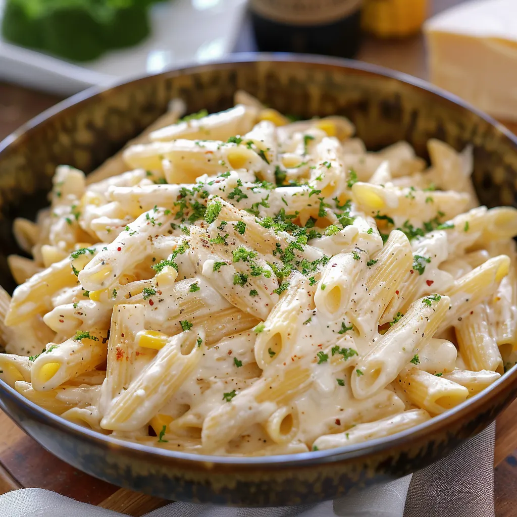 Velvety white sauce pasta bursting with buttery, parmesan-infused goodness.