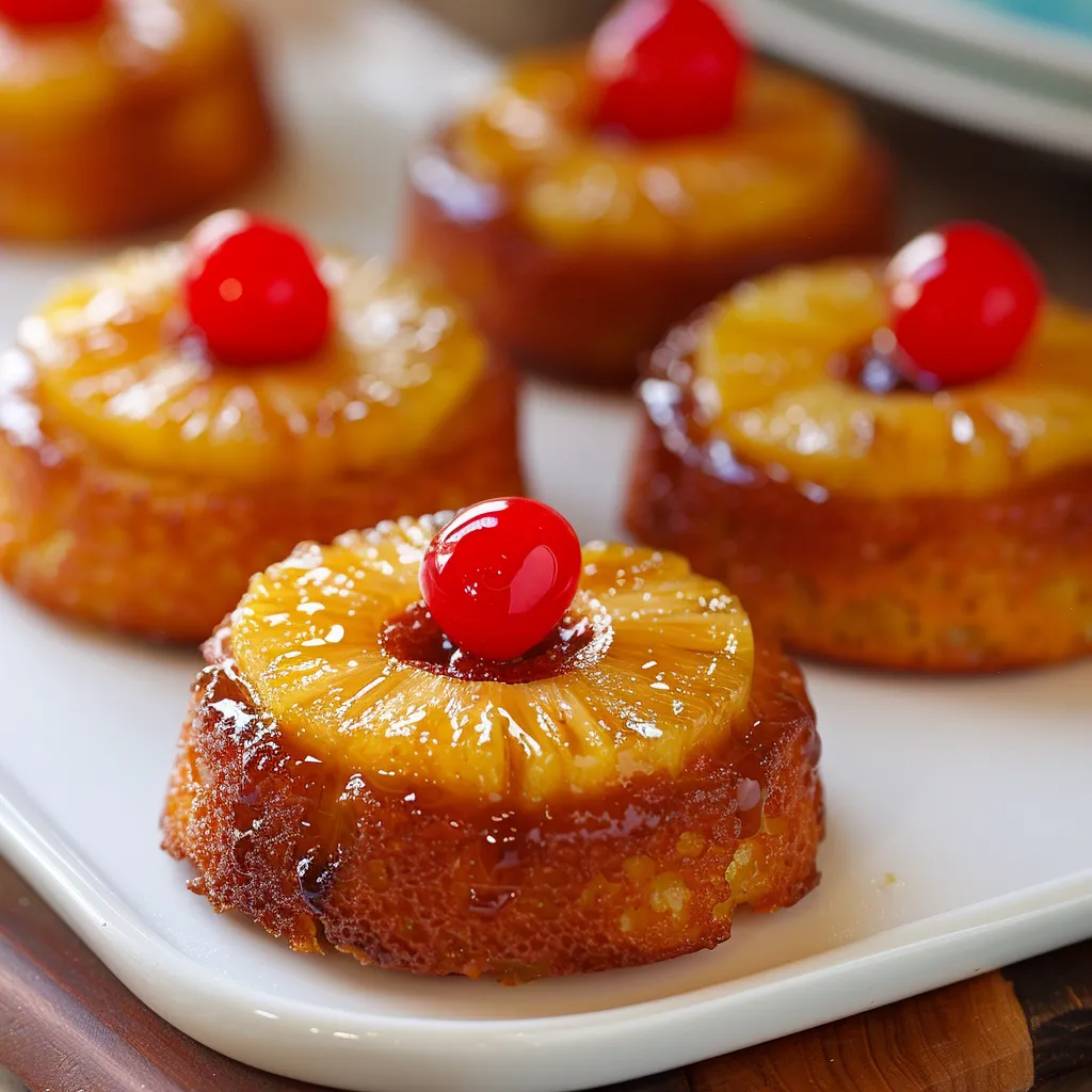 Buttery mini cakes topped with golden pineapple and a rich caramel glaze.