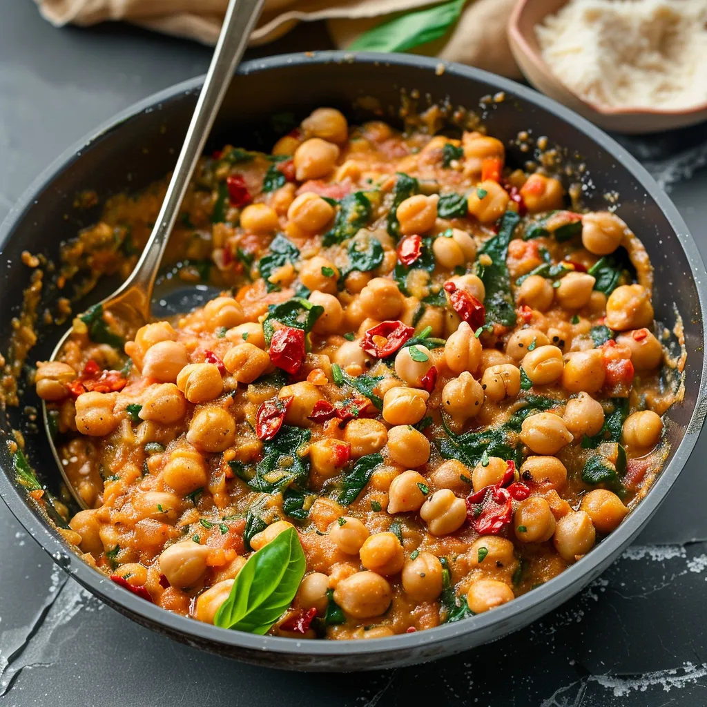 Tender chickpeas cooked in a luxurious, herb-infused sauce.