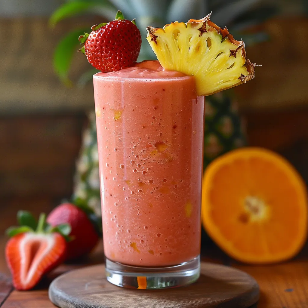 Sweet Sunrise Sunset smoothie packed with tropical fruit flavors.