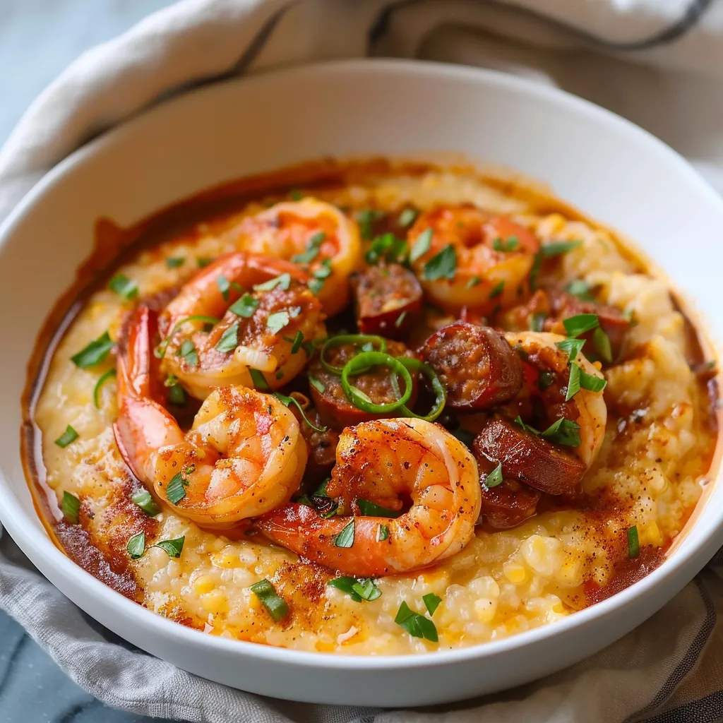 Flavorful shrimp and grits with bold Cajun seasoning and rich sauce.