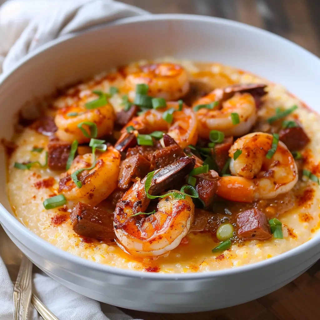 Classic Cajun shrimp and grits with smoky spices and creamy texture.