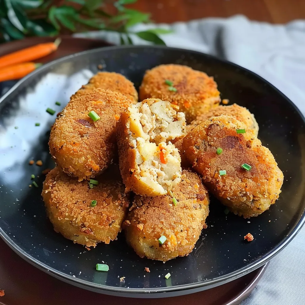 Flavorful croquettes filled with curried potatoes and vegetables.