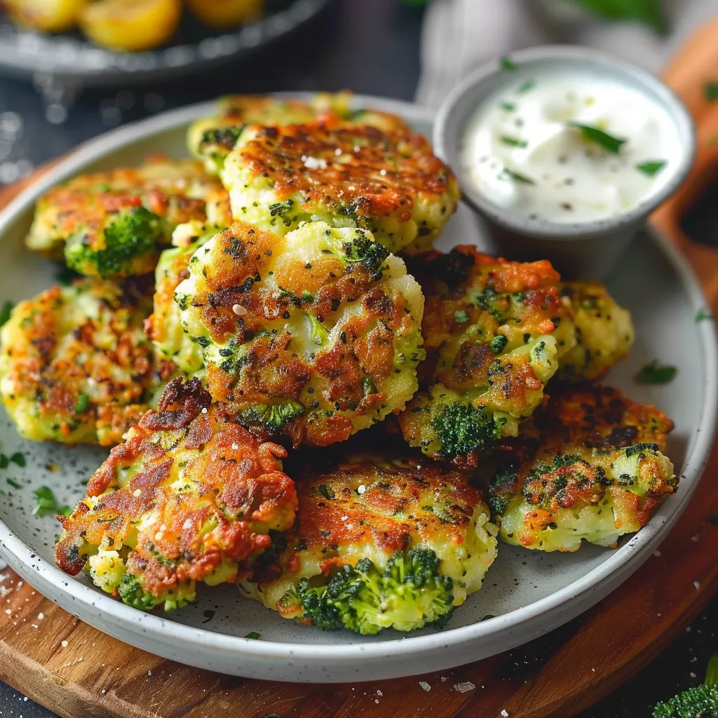 Savory broccoli fritters packed with herbs and cheese.