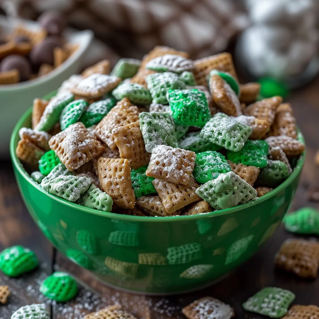 Football-shaped puppy chow bites, a fun and tasty game day treat.