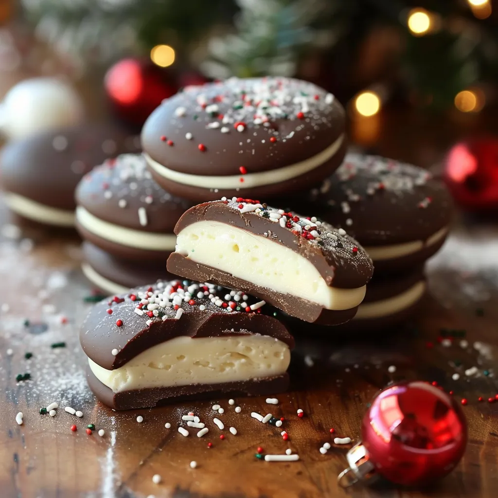 Chocolate-dipped peppermint candies with a smooth mint filling.