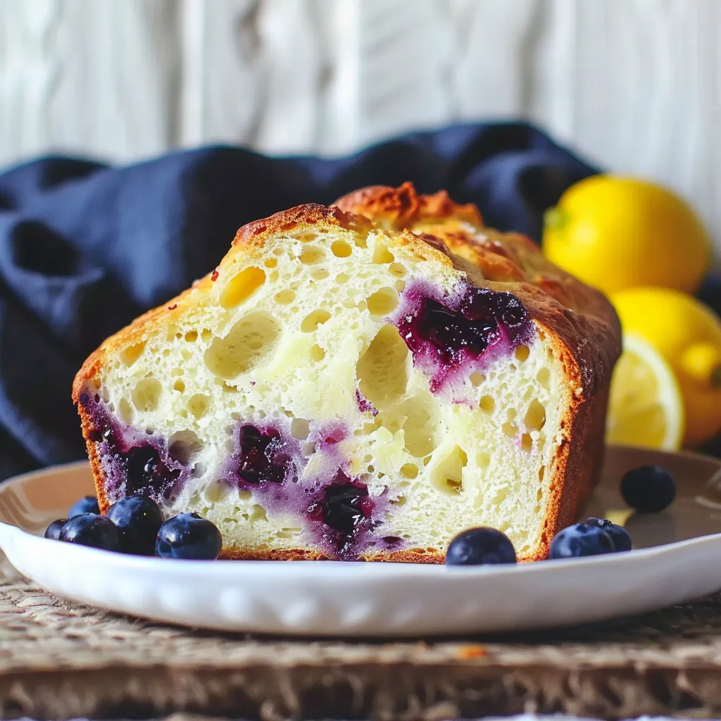 A beautiful loaf of tangy sourdough with zesty lemon and juicy blueberries.