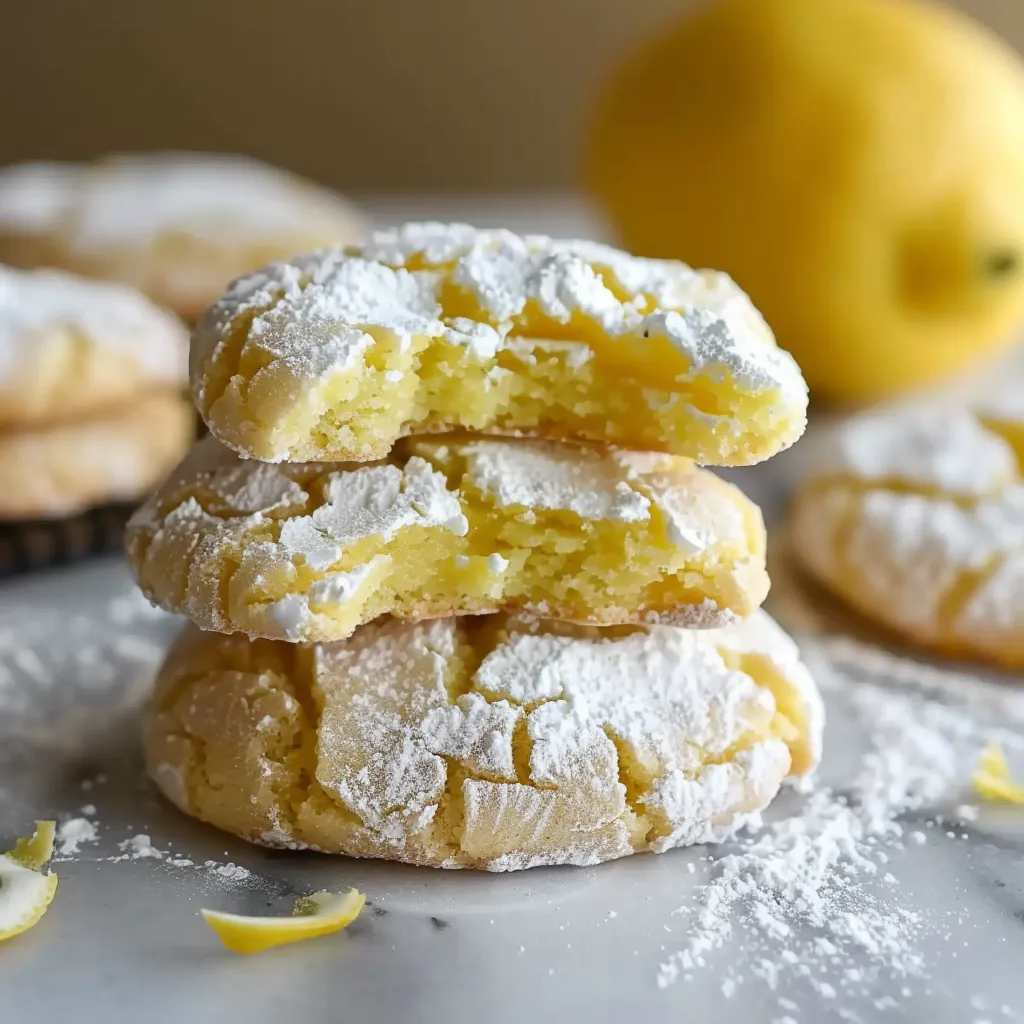 Zesty sourdough lemon crinkle cookies with a crackled top and bright lemon taste.