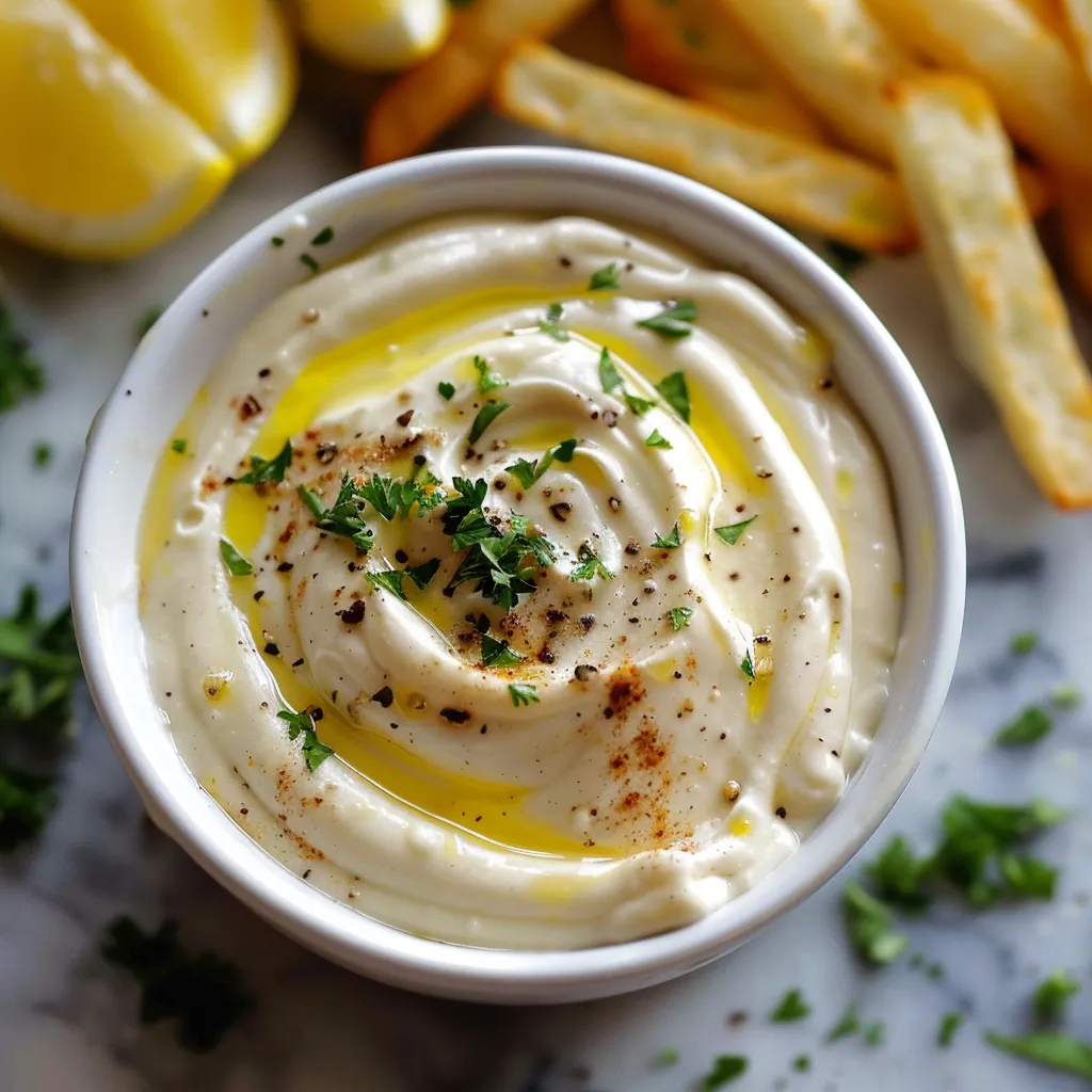 A creamy garlic aioli dish ready for dipping fries or spreading on sandwiches.