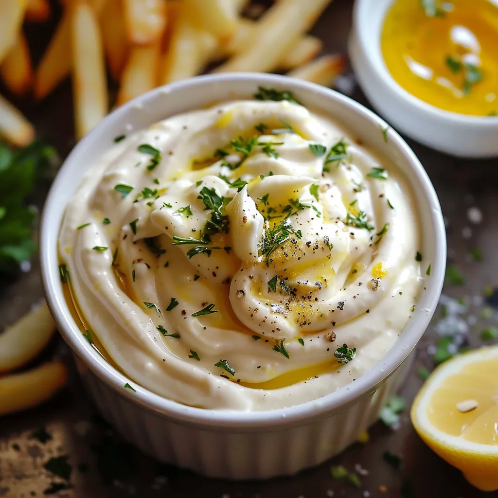 Freshly made garlic aioli, a flavorful sauce for burgers and roasted vegetables.