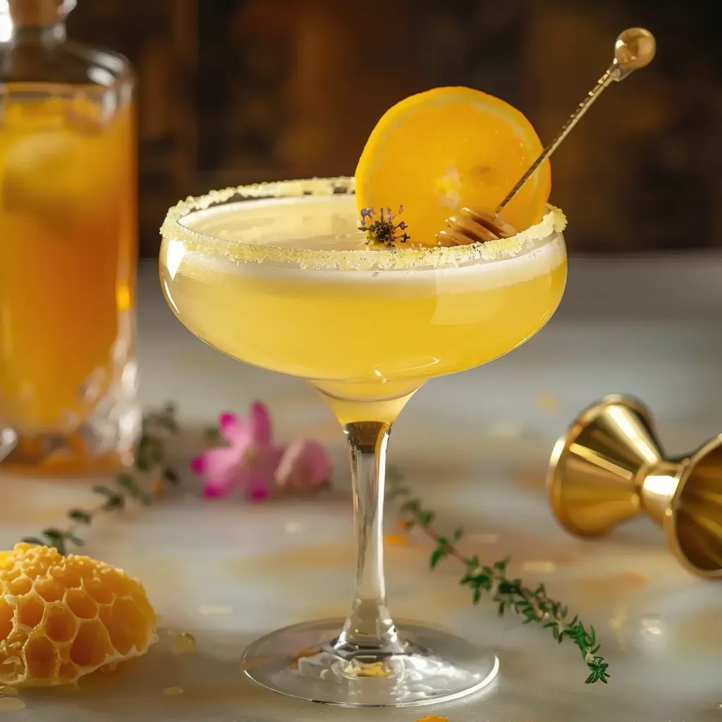 A refreshing Bees Knees cocktail served in a glass with a lemon twist garnish.