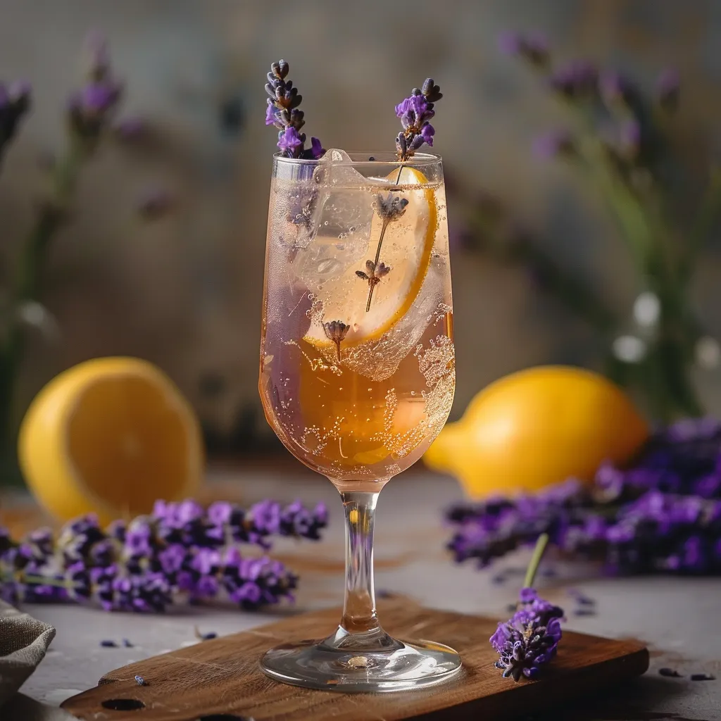 Sparkling lavender spritz cocktail, a perfect blend of floral and citrus flavors.