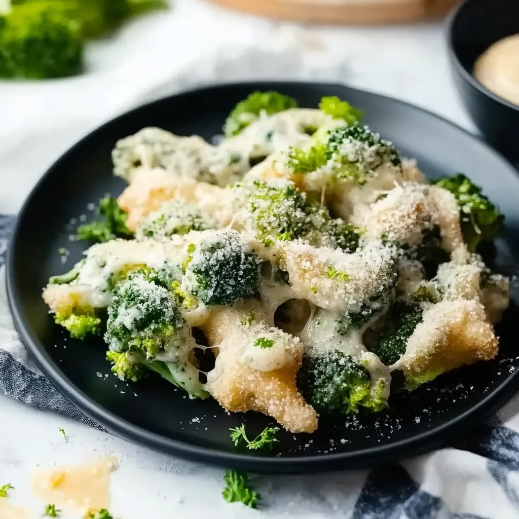 Golden fried broccoli tempura paired with a rich garlic parmesan aioli sauce.