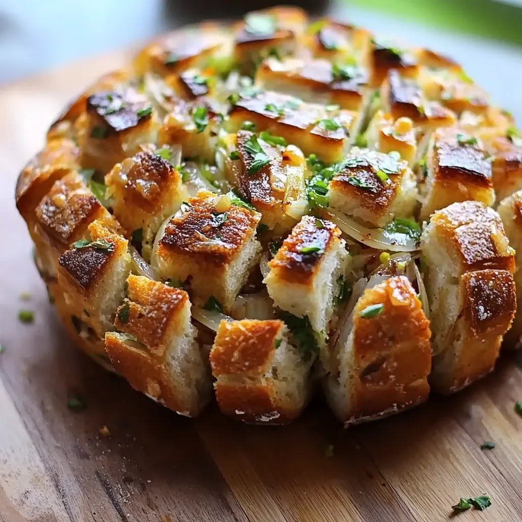 Warm bloomin' onion bread loaded with gooey cheese and garlic butter.