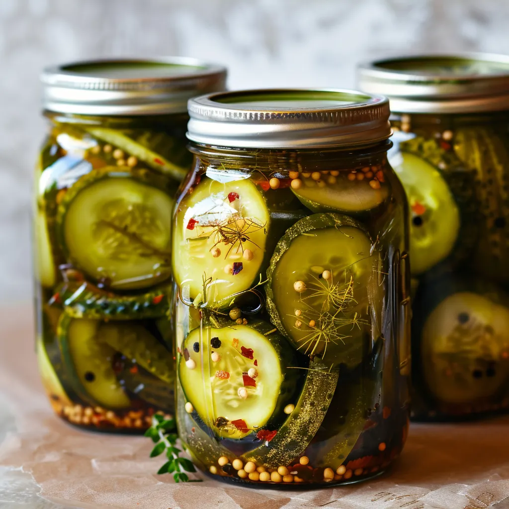 Two jars of pickled cucumbers.