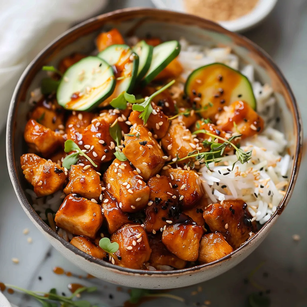 A bowl of food with rice, vegetables and meat.