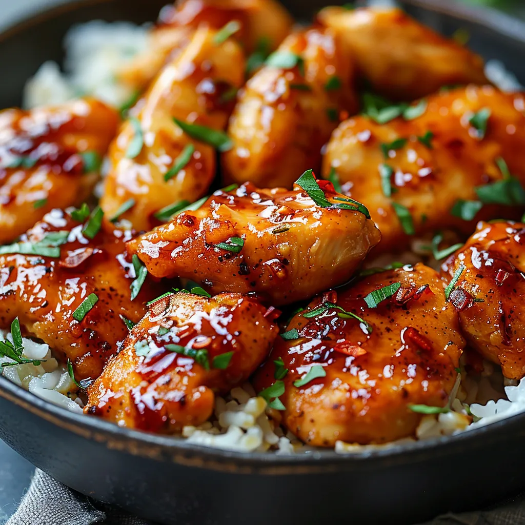 A pan of chicken with sauce.