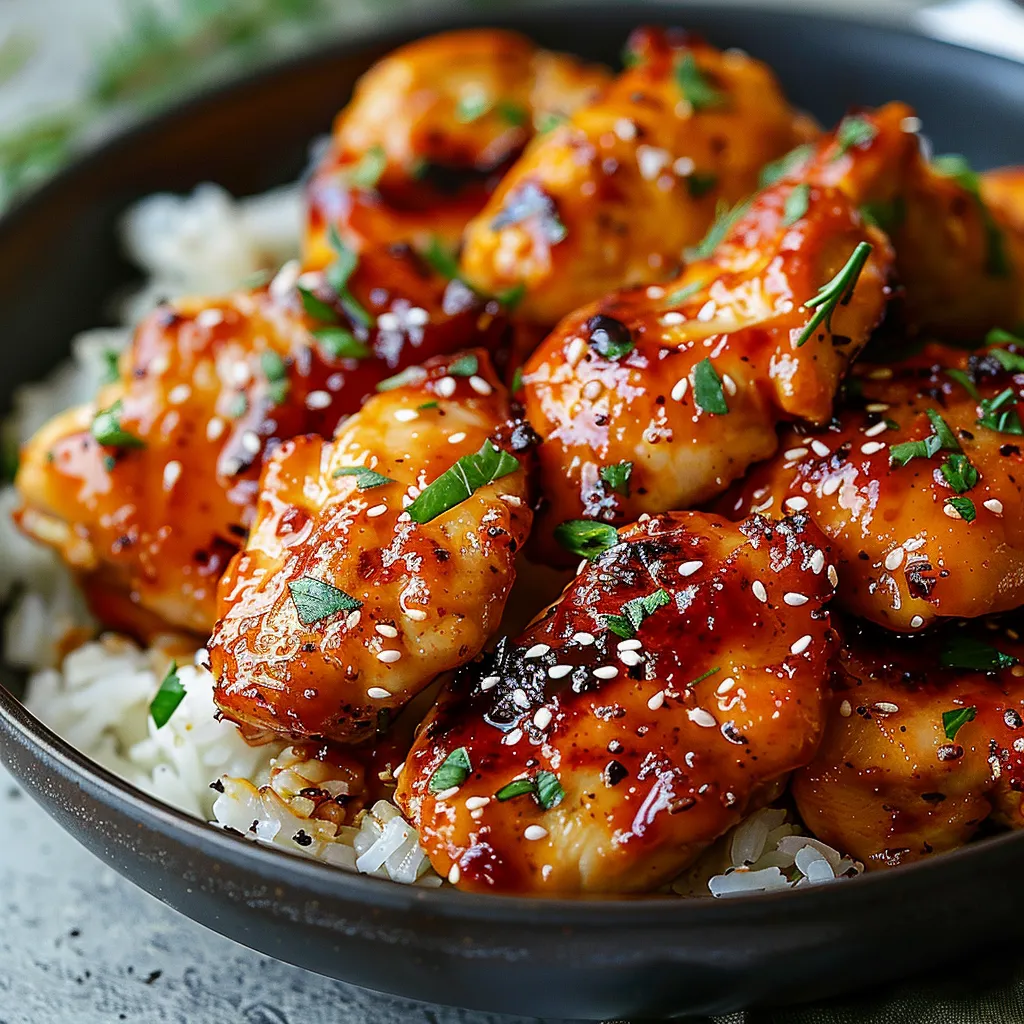 A bowl of chicken with rice and sauce on the side.
