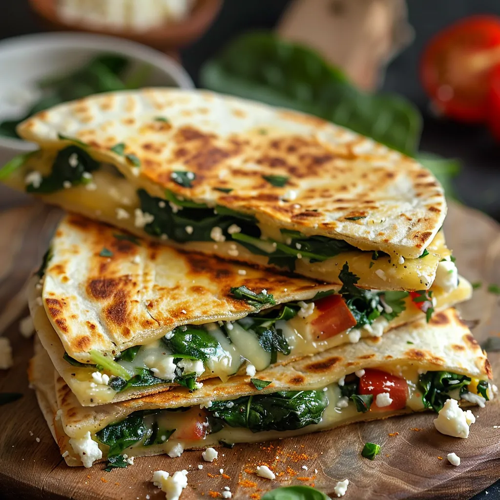 A stack of three veggie wraps.