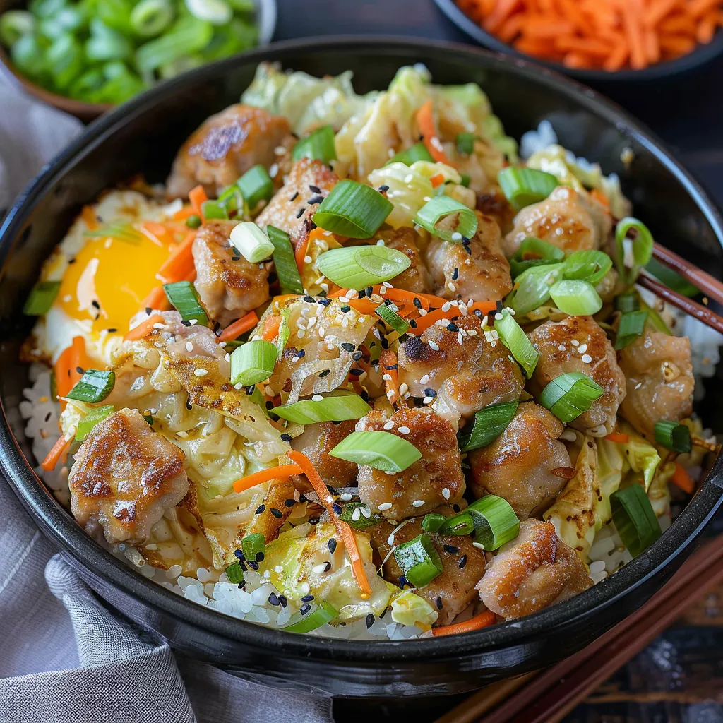 A bowl of food with rice and vegetables.