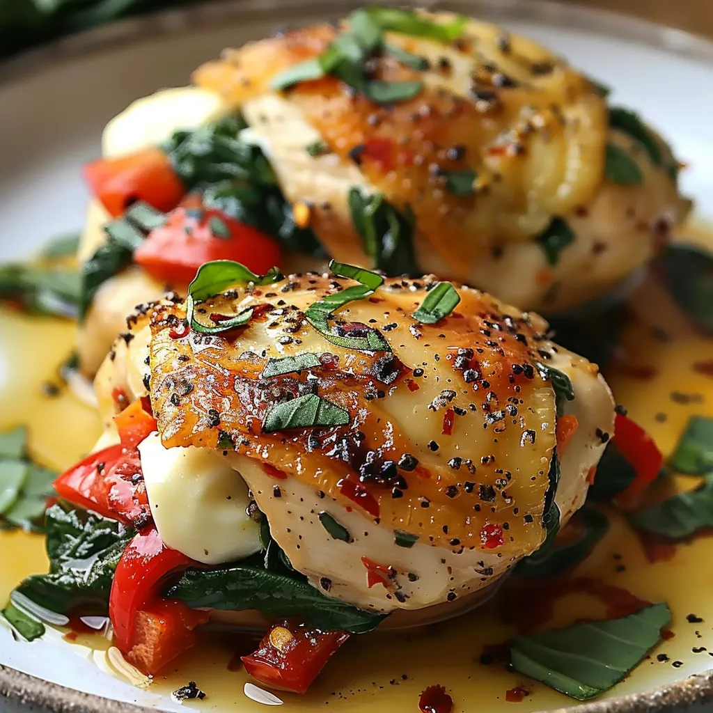 A delicious meal of stuffed chicken with sauce served on a plate.