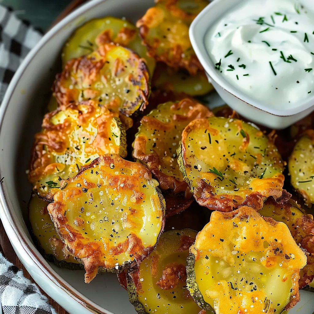 A bowl of fried zucchini with a side of dip.