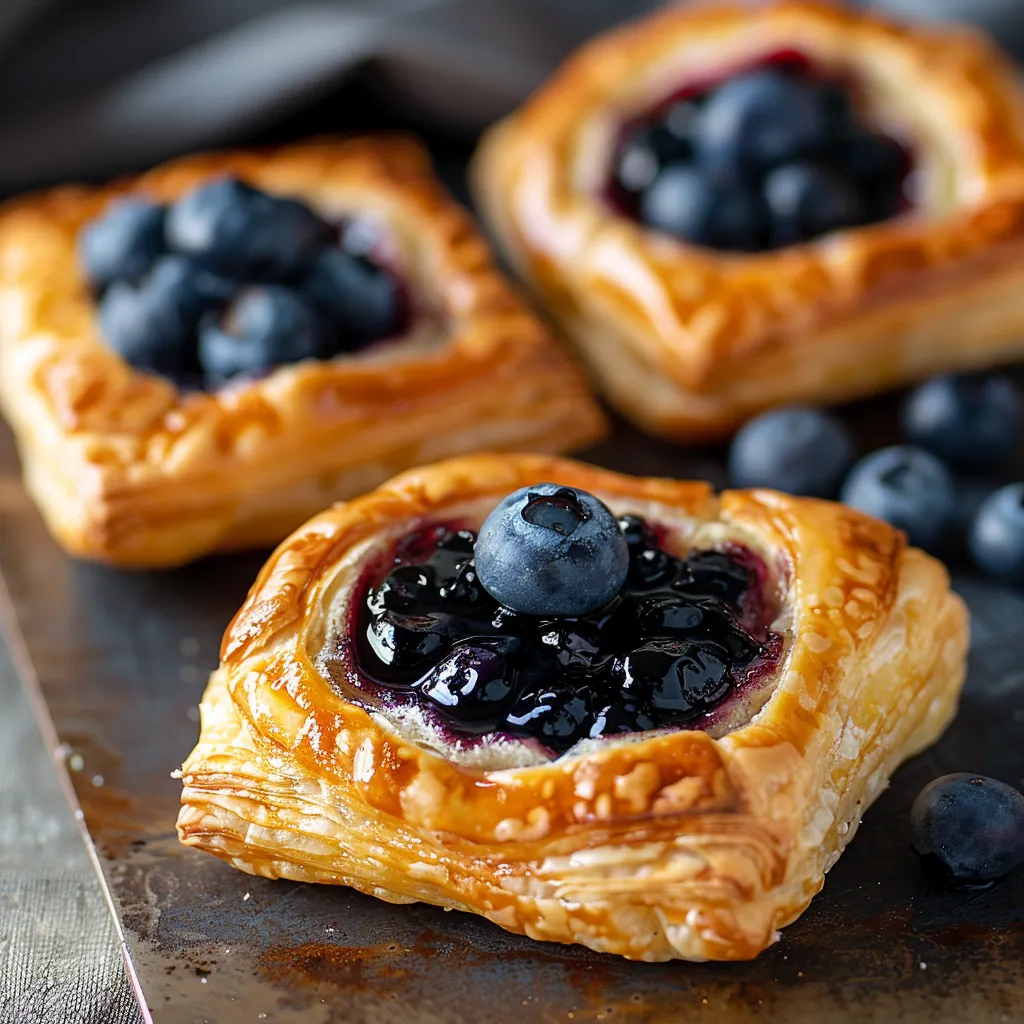 A pastry with blueberries on top.