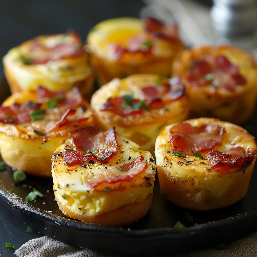 Bacon and egg muffins on a plate.