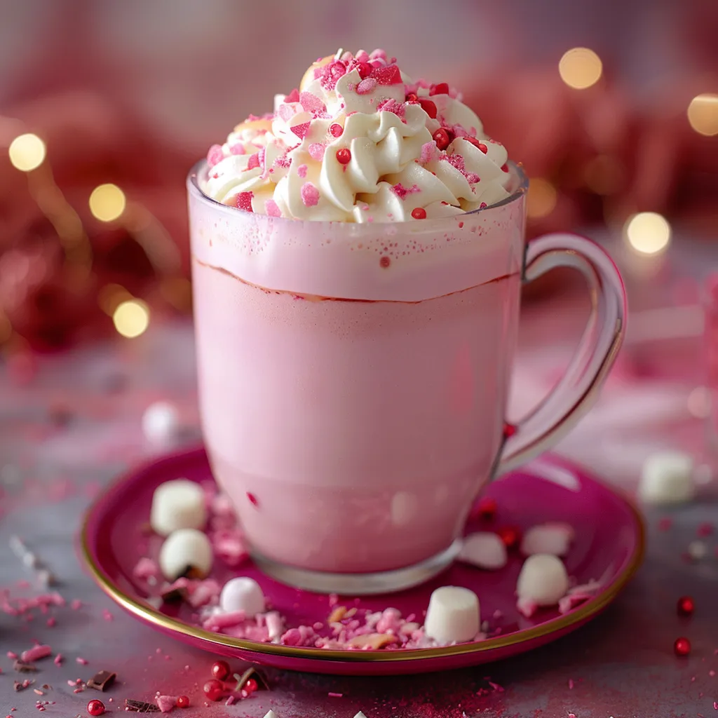 A cup of pink whipped cream with marshmallows.