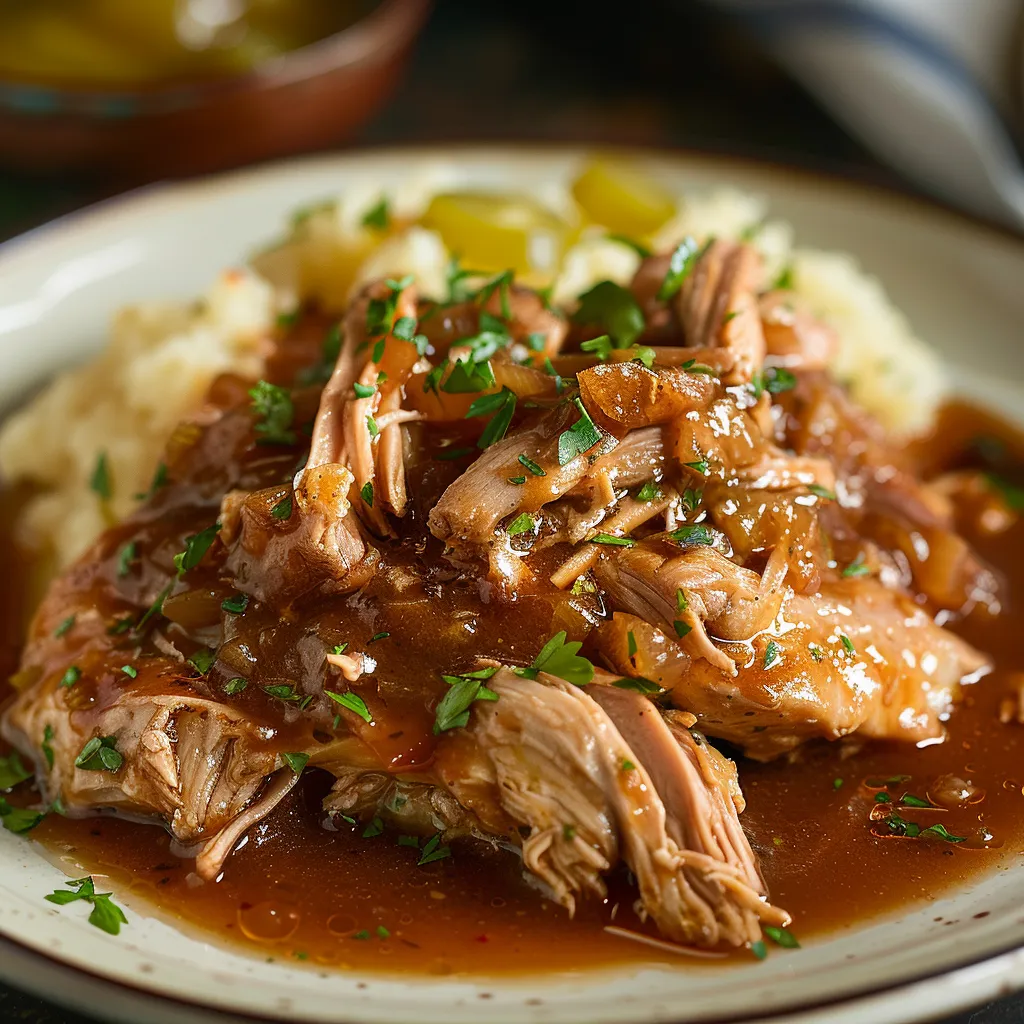 A plate of meat with gravy.