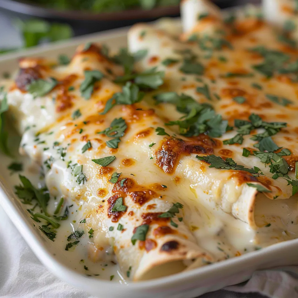 Cheesy dish with fresh herbs on top.