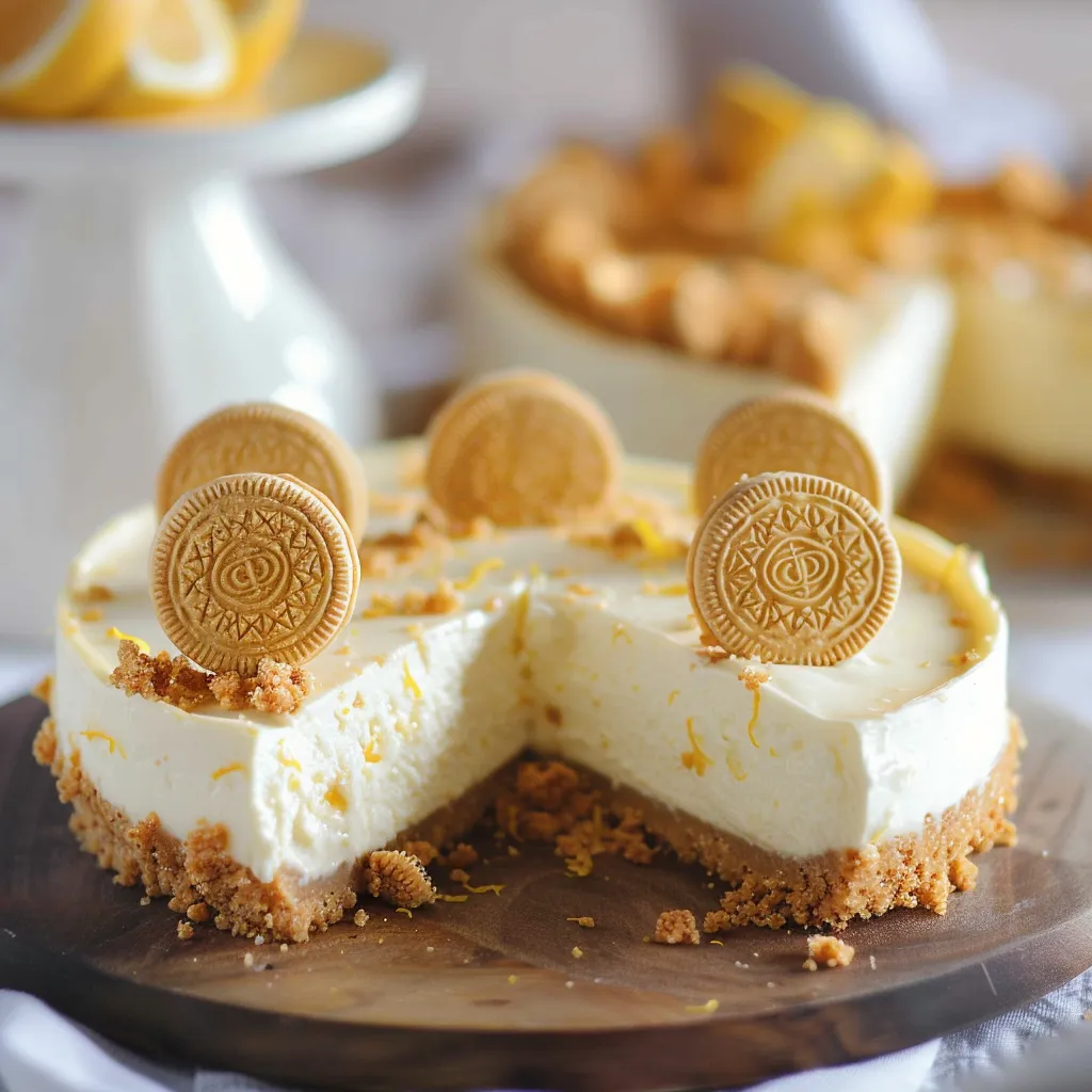 A piece of dessert topped with cookies.