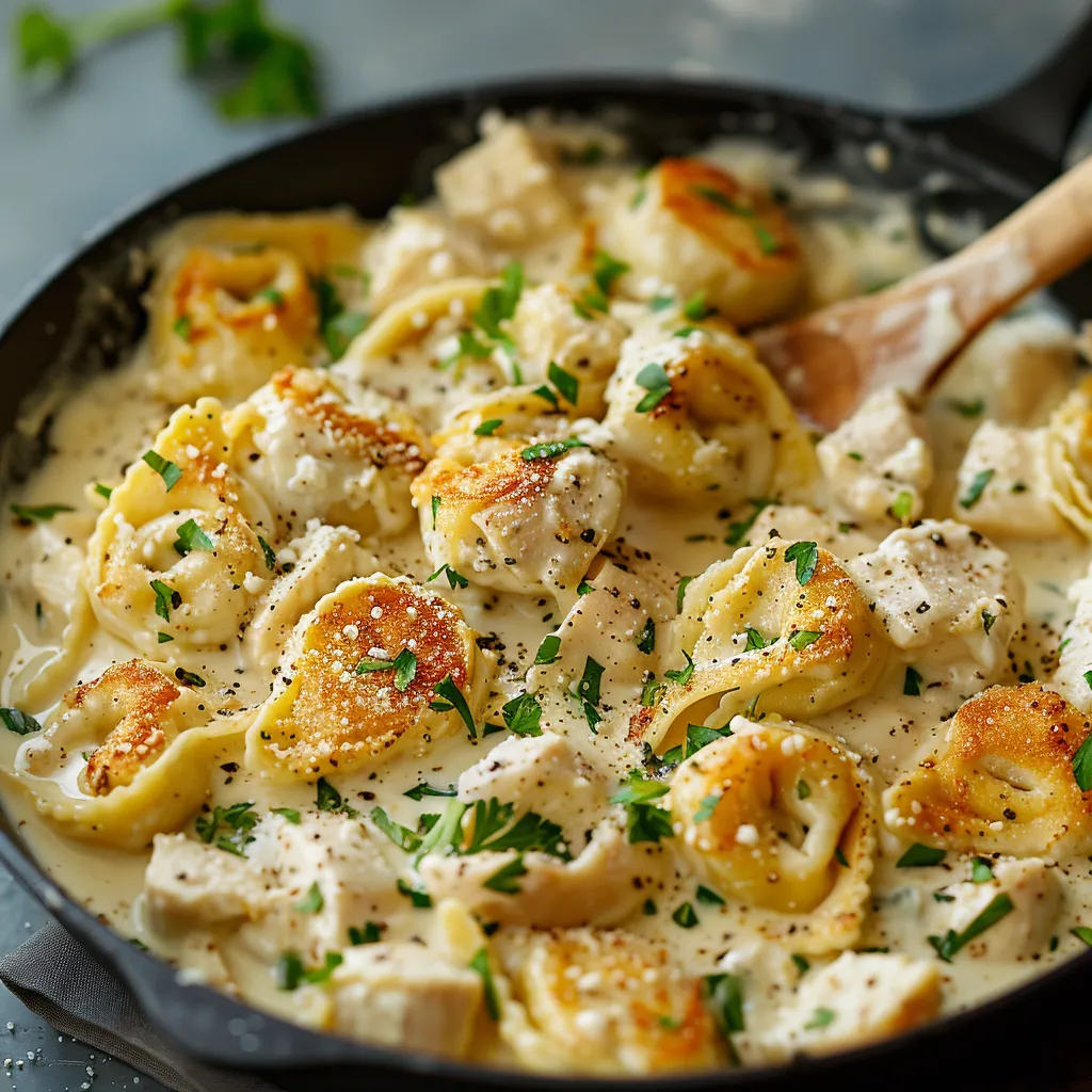 A pan of food with a wooden spoon in it.