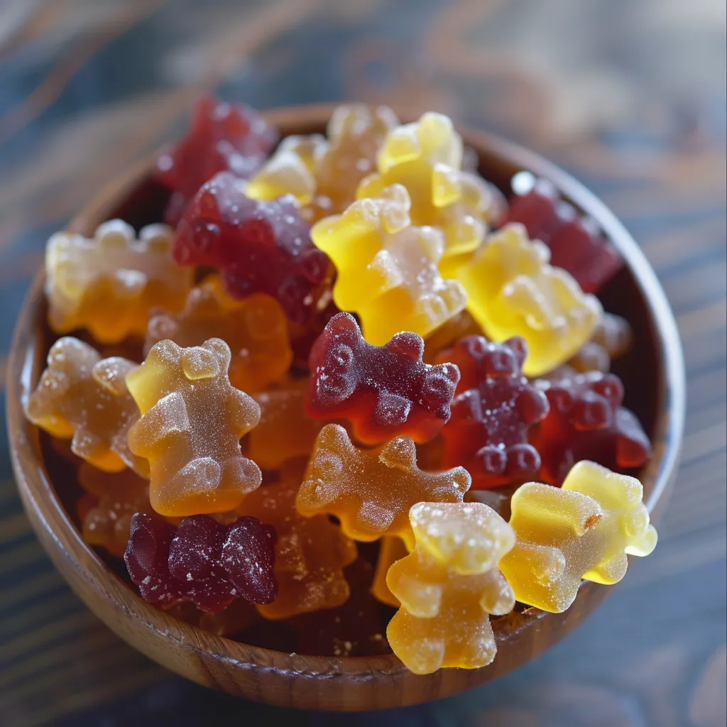 A bowl of gummy bears.