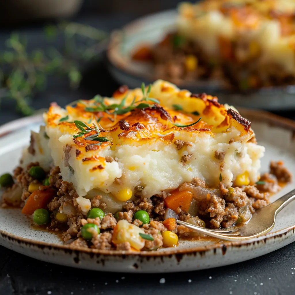 A plate of food with a fork resting beside it.