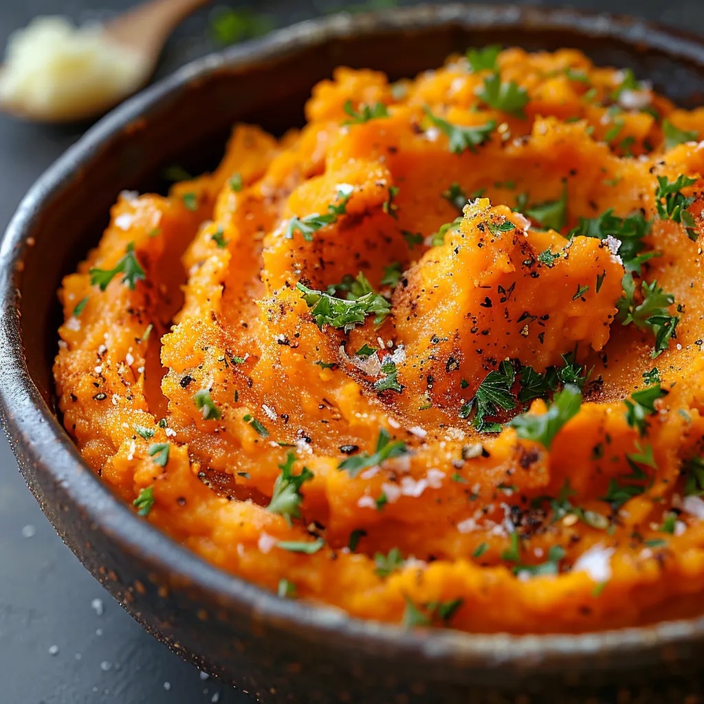 A bowl of creamy mashed orange carrots.