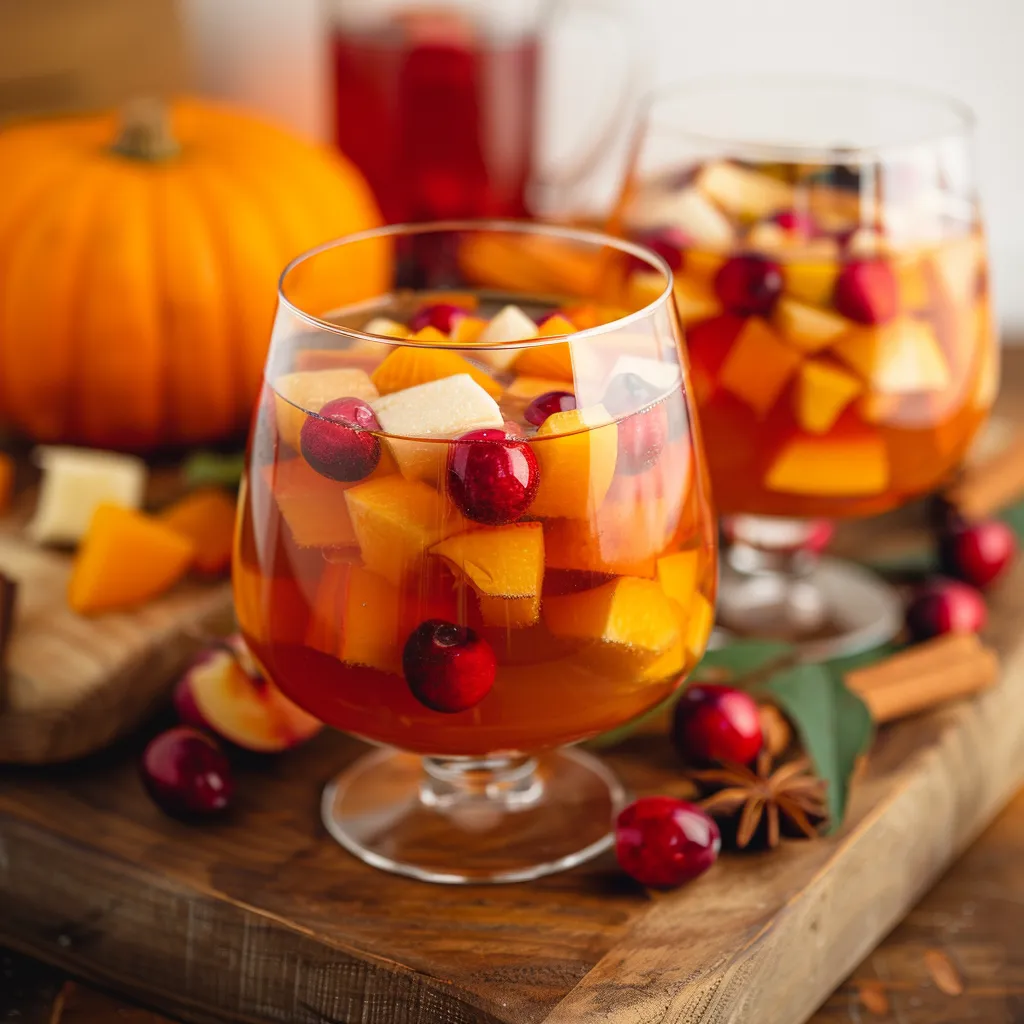Two glasses of fruit on a table.