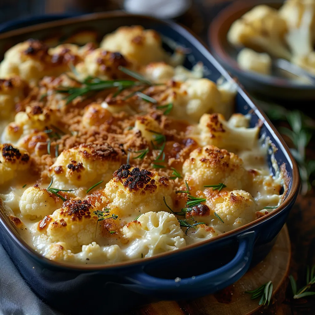 A blue bowl filled with cauliflower.