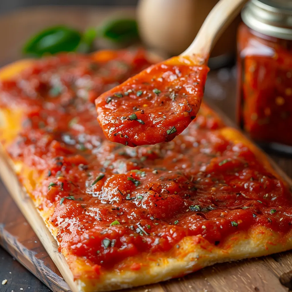 A pizza on a wooden board with basil leaves.