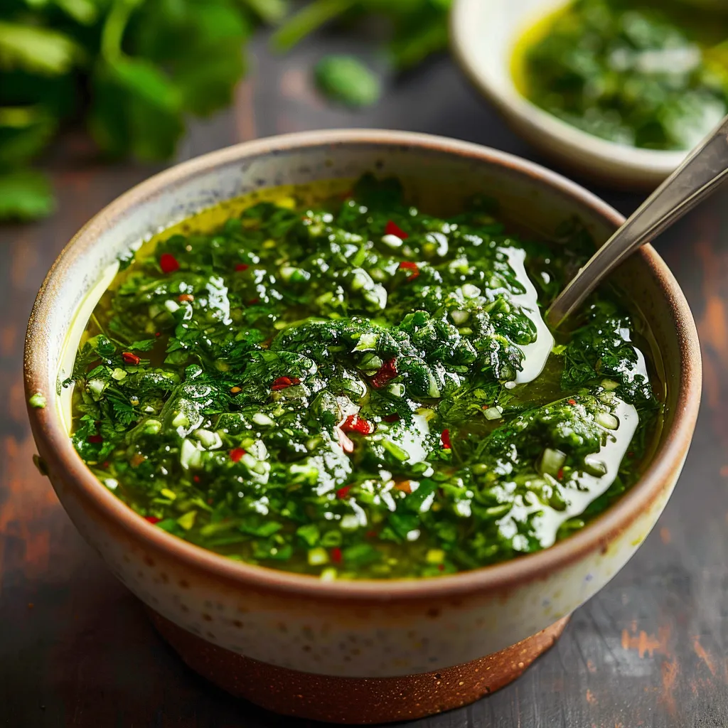 A bowl filled with green sauce and a spoon in it.