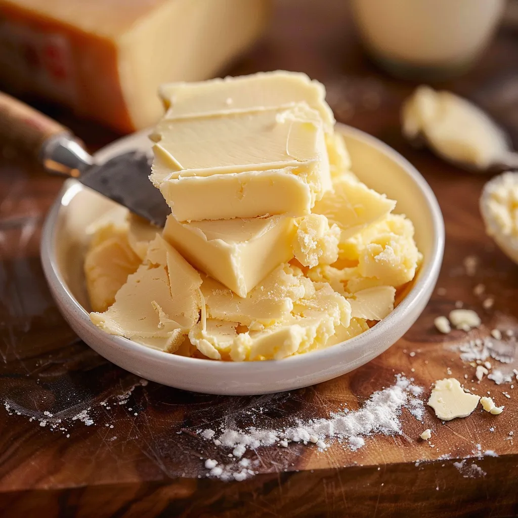 A white bowl filled with fluffy butter.