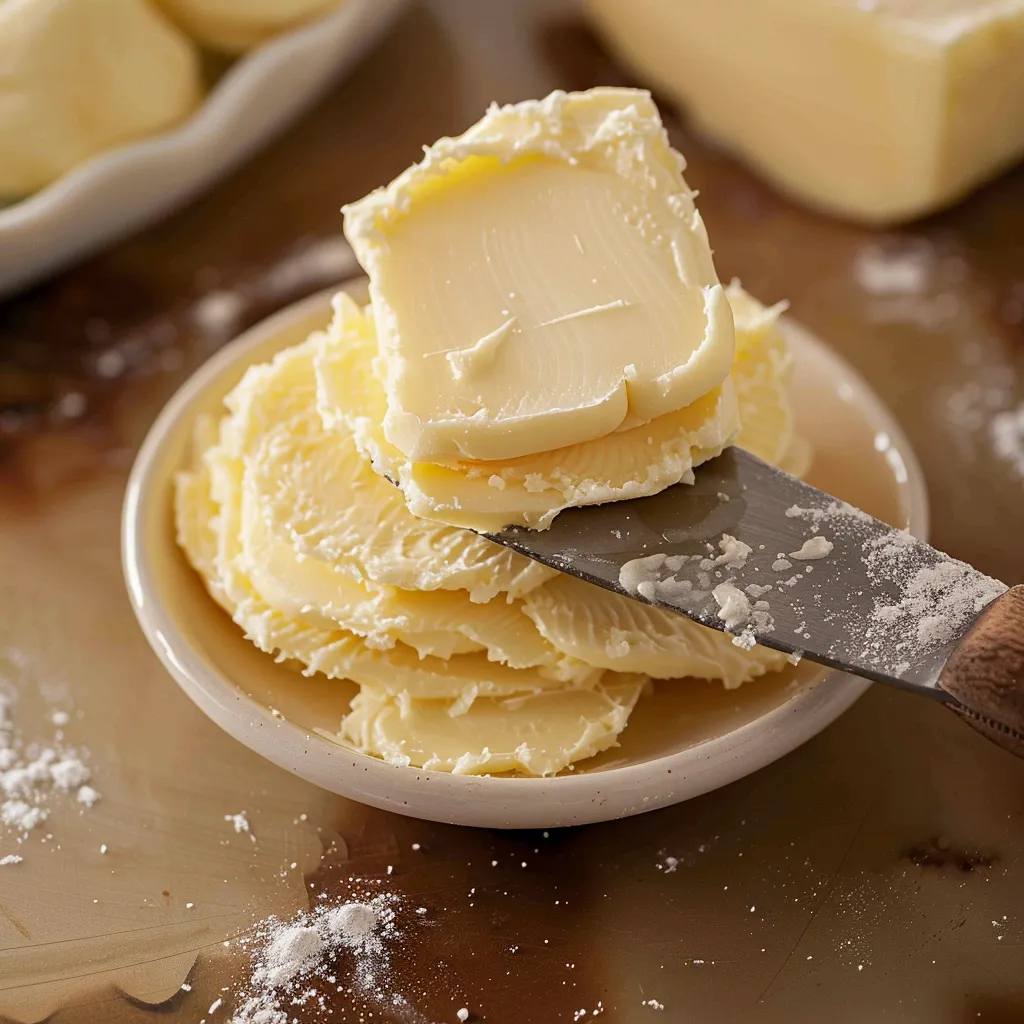A knife is cutting butter.