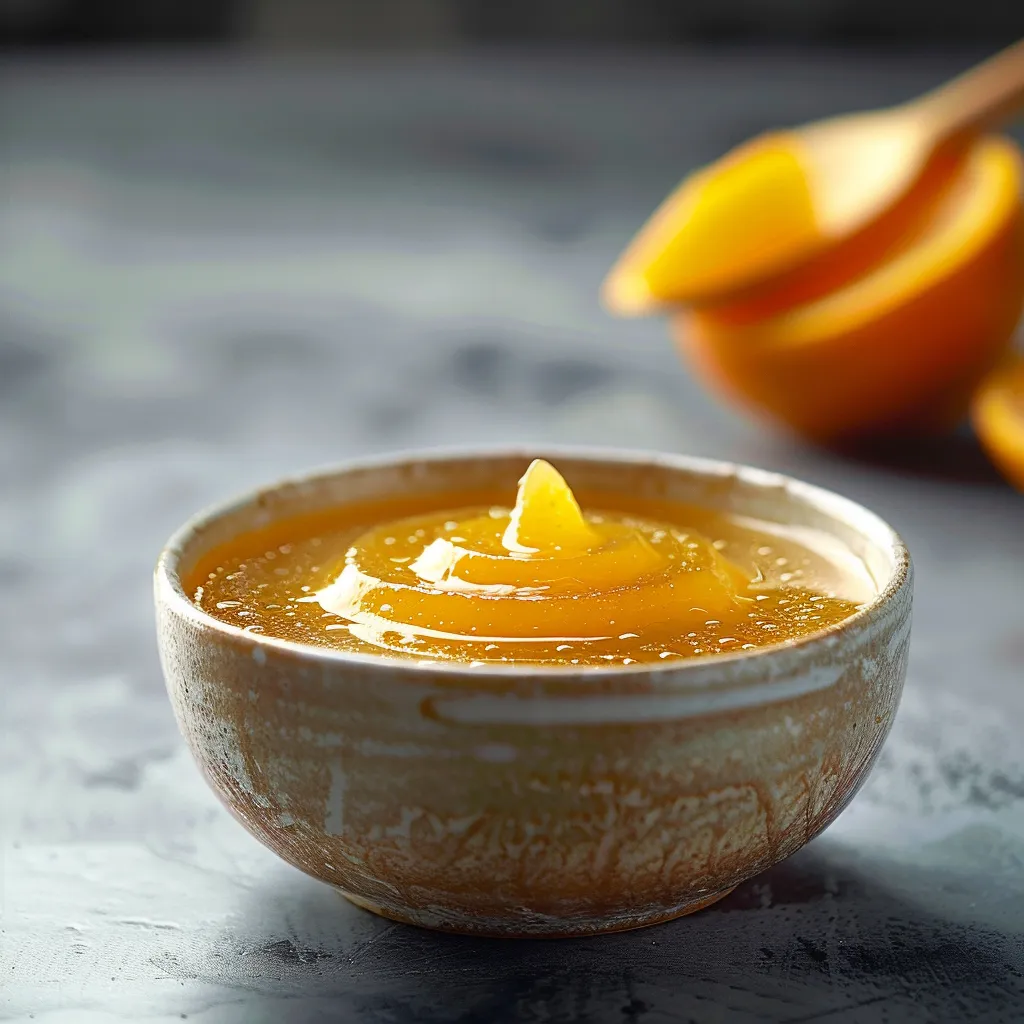 A lemon wedge dipped in honey inside a bowl.
