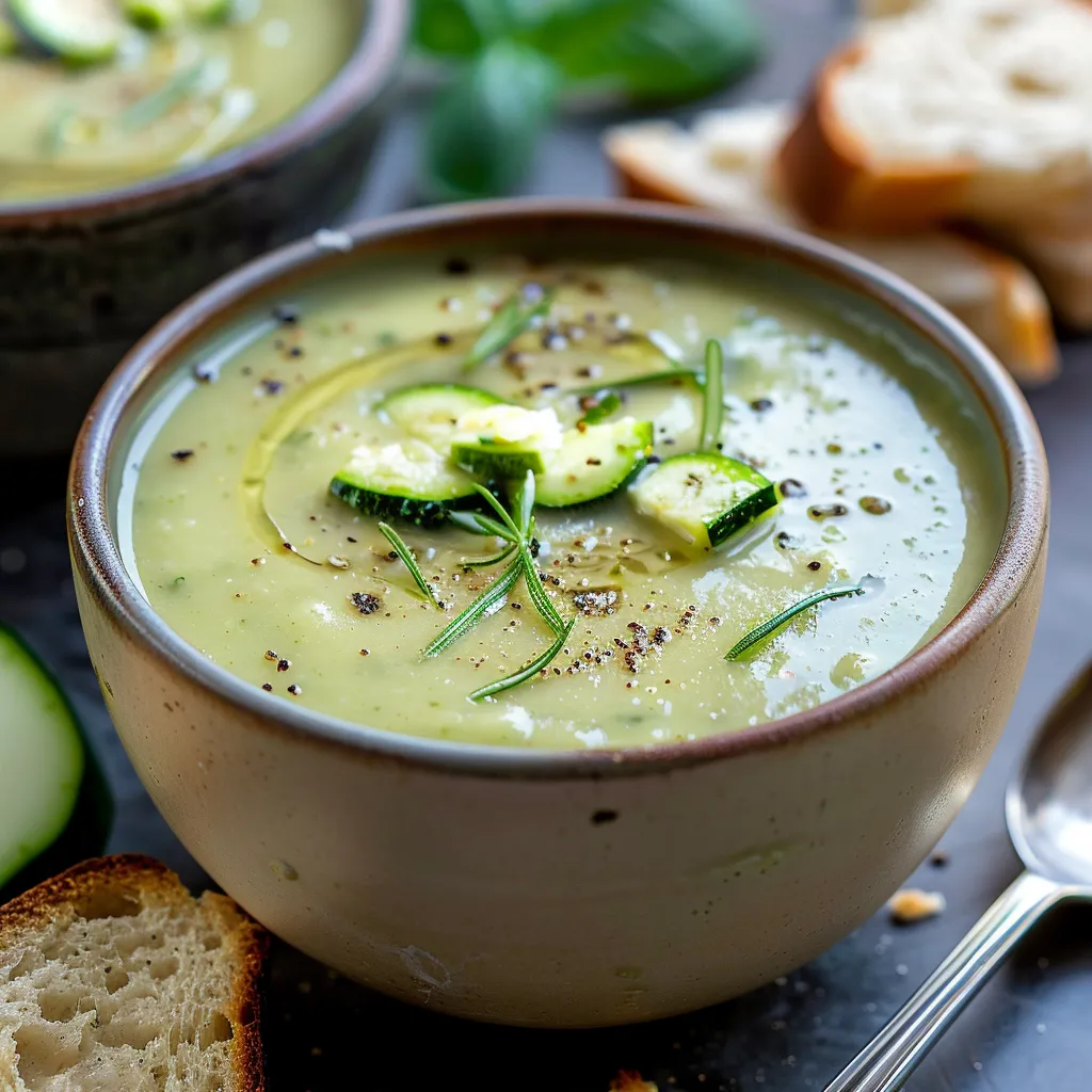 A bowl of soup with a spoon in it.